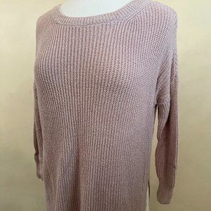 Express pink tunic sweater with split hem